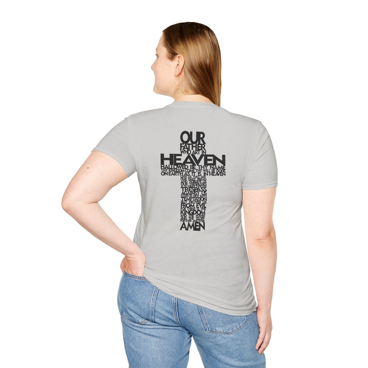 Lord's Prayer Cross T-Shirt | Christian Scripture Typography | Faith Tee