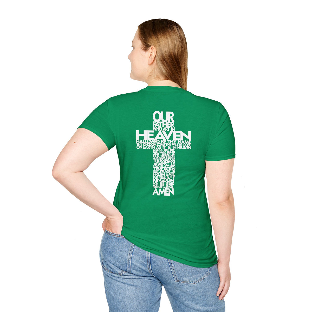 Lord's Prayer Cross T-Shirt | Christian Scripture Typography | Faith Tee