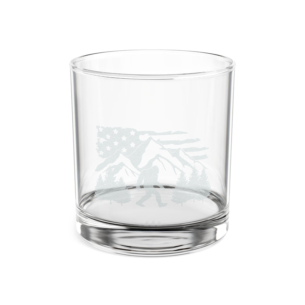 Bigfoot Mountain Flag Whiskey Glass | Engraved 10.5oz Rocks Glass