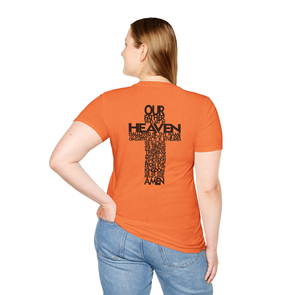 Lord's Prayer Cross T-Shirt | Christian Scripture Typography | Faith Tee