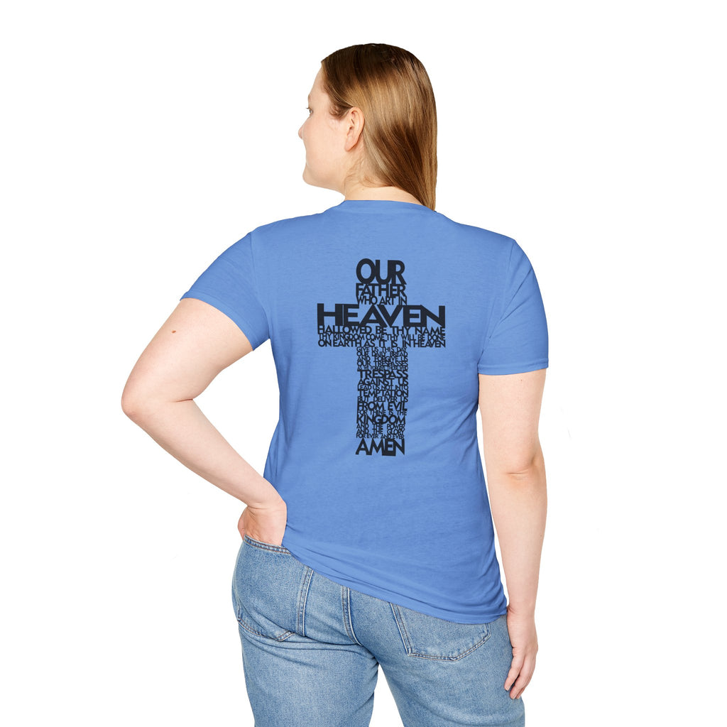 Lord's Prayer Cross T-Shirt | Christian Scripture Typography | Faith Tee