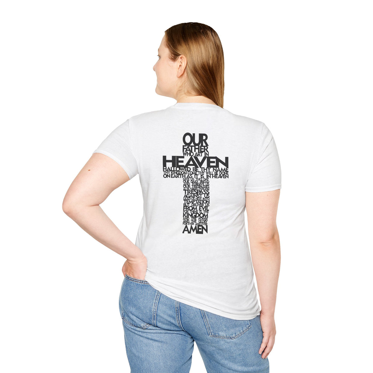 Lord's Prayer Cross T-Shirt | Christian Scripture Typography | Faith Tee