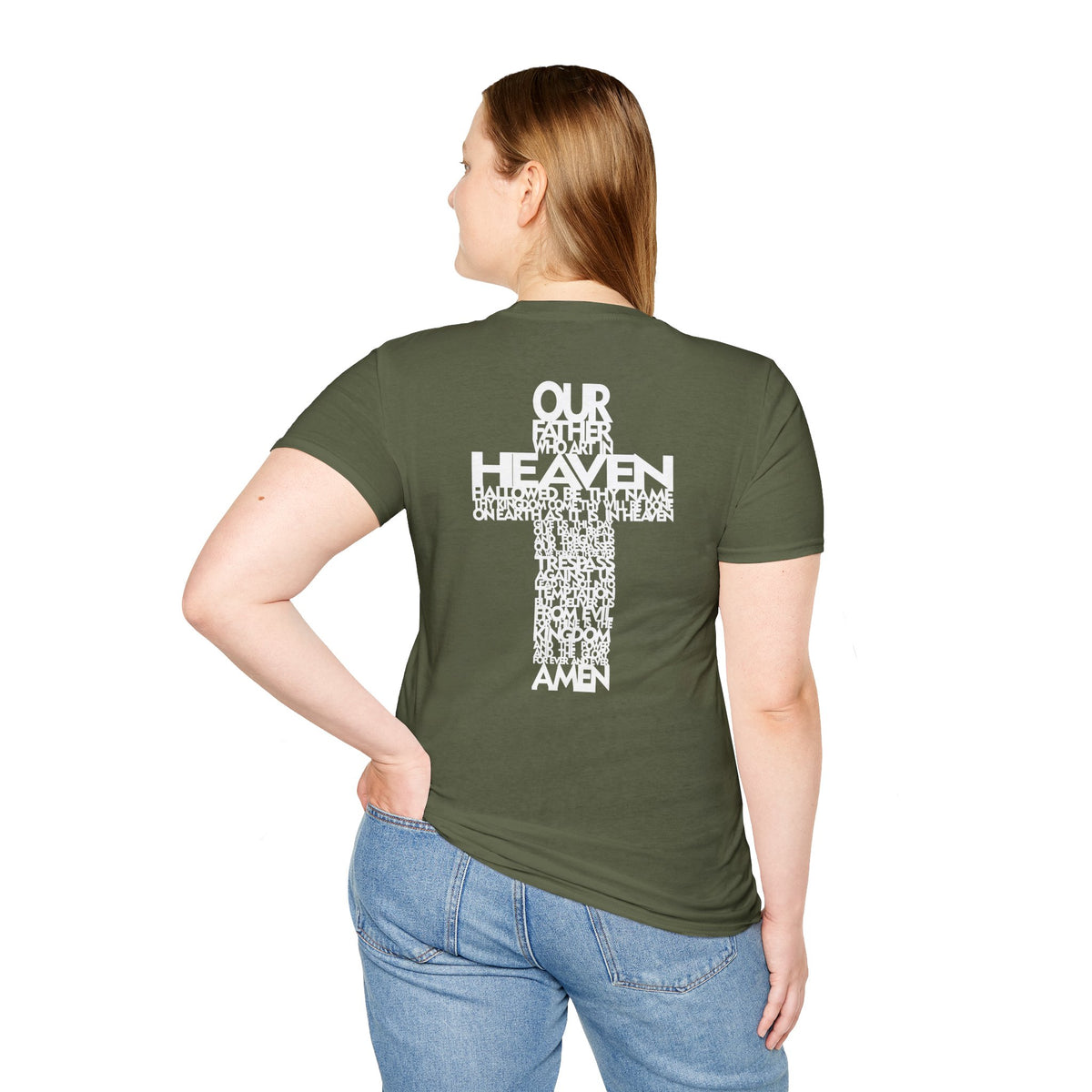 Lord's Prayer Cross T-Shirt | Christian Scripture Typography | Faith Tee