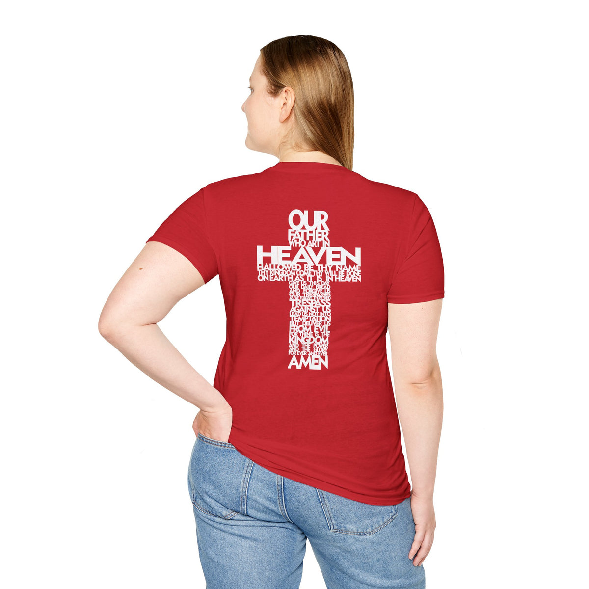 Lord's Prayer Cross T-Shirt | Christian Scripture Typography | Faith Tee