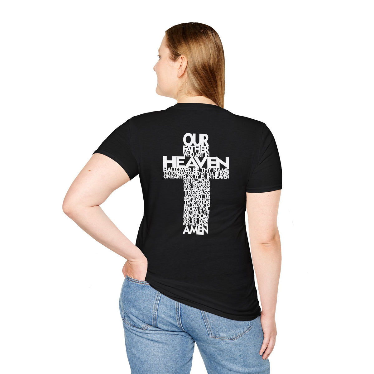 Lord's Prayer Cross T-Shirt | Christian Scripture Typography | Faith Tee