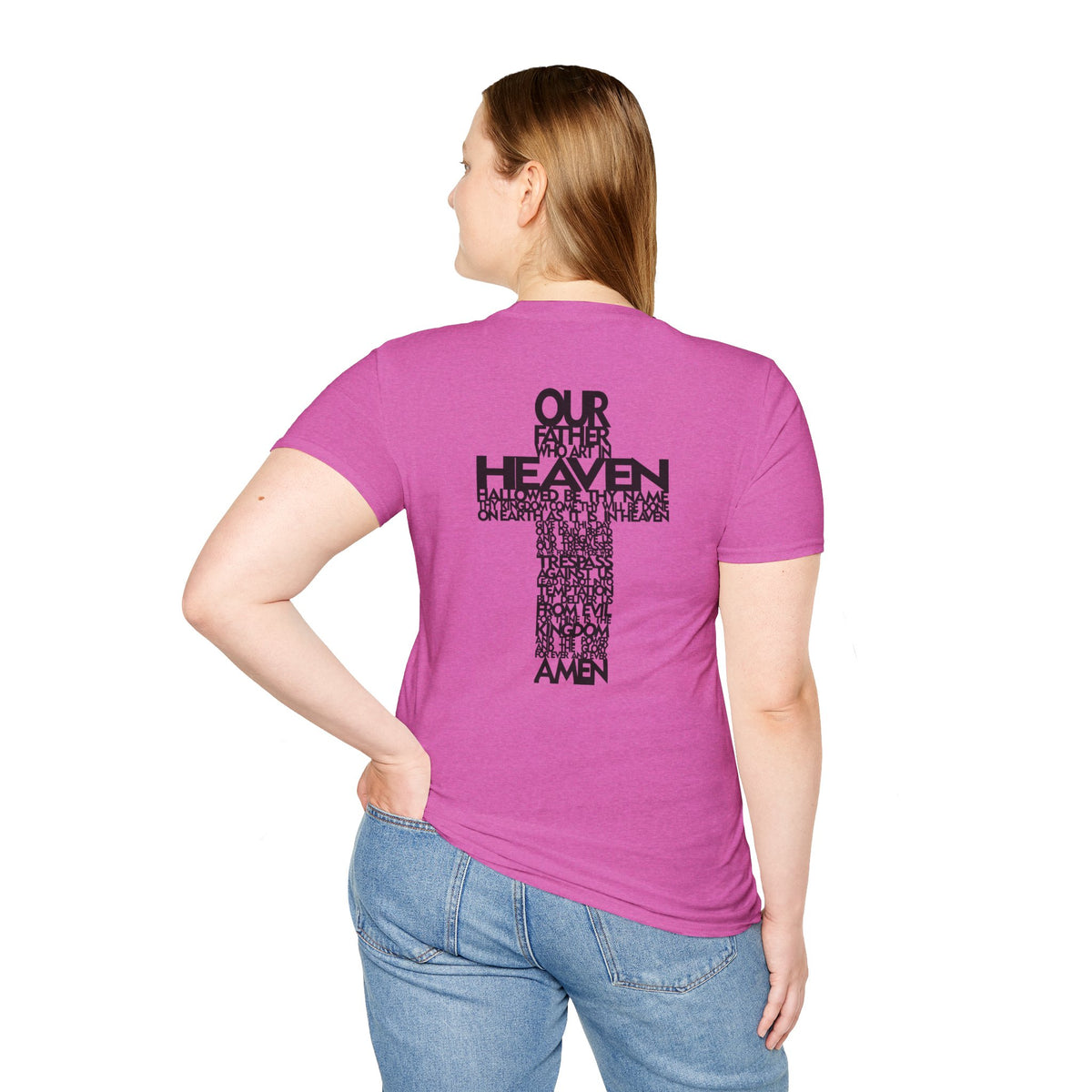 Lord's Prayer Cross T-Shirt | Christian Scripture Typography | Faith Tee