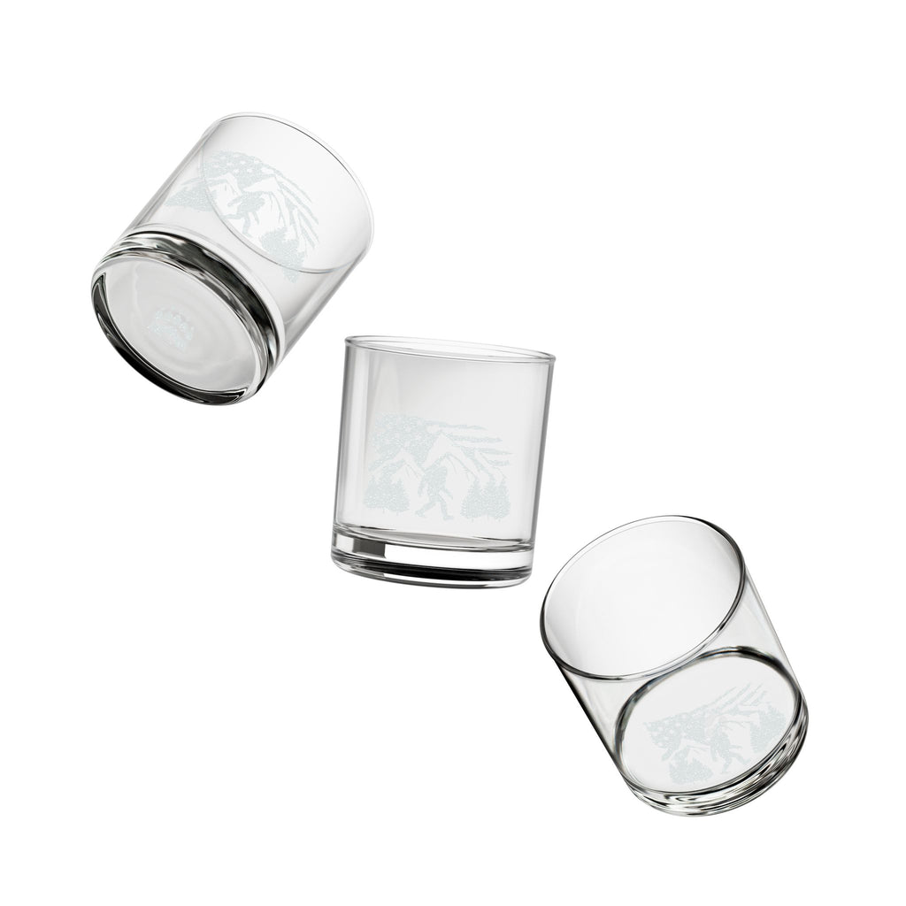 Bigfoot Mountain Flag Whiskey Glass | Engraved 10.5oz Rocks Glass
