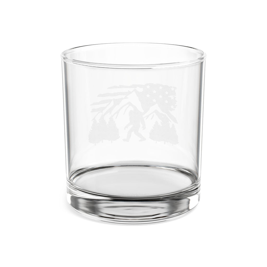 Bigfoot Mountain Flag Whiskey Glass | Engraved 10.5oz Rocks Glass